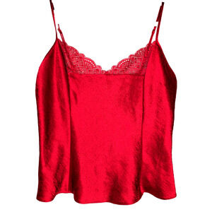 VTG Y2K Victorias‎ Secret Red Babydoll Dark Fairy Satin Lace Trim Camisole M